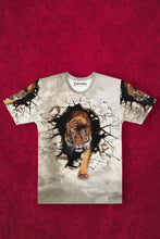 Load image into Gallery viewer, T-shirt with a tiger design on a cream background