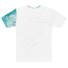 Load image into Gallery viewer, close up Coastal Escape t-shirt beach shoreline ocean wave print detail design