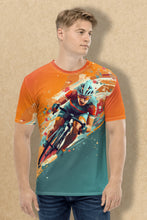 Load image into Gallery viewer, Colour Splash Cyclist - Men's All Over Printed Half Sleeve T-Shirt