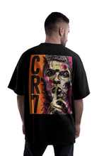 Load image into Gallery viewer, Back print of Cristiano Ronaldo CR7 oversized streetwear tee with artistic portrait