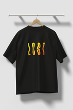 Load image into Gallery viewer, Lost Heaven oversized black French Terry t-shirt front typography design