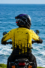 Load image into Gallery viewer, Close-up back design of Neon Impact Men's Riding Jersey featuring breathable quick-dry poly mesh fabric