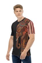 Load image into Gallery viewer, Royal Gajraj elephant print men's all over printed t-shirt front design traditional artwork