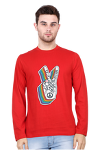 Load image into Gallery viewer, Peace Hand Gesture Sign - Men's Round Neck Full Sleeve T-Shirt