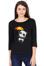 Load image into Gallery viewer, Panda With Umberlla - Women's Round Neck Full Sleeve T-Shirt