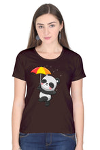 Load image into Gallery viewer, Panda With Umberlla - Women's Round Neck Half Sleeve T-Shirt