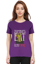 Load image into Gallery viewer, Zombie's Eat - Women's Round Neck Half Sleeve T-Shirt