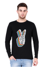 Load image into Gallery viewer, Peace Hand Gesture Sign - Men's Round Neck Full Sleeve T-Shirt