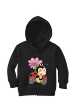 Load image into Gallery viewer, Lady Bug Holding Flower - Kid's Hooded SweatShirt