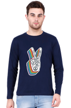 Load image into Gallery viewer, Peace Hand Gesture Sign - Men's Round Neck Full Sleeve T-Shirt