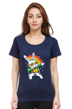 Load image into Gallery viewer, Rainbow Rabbit - Women's Round Neck Half Sleeve T-Shirt