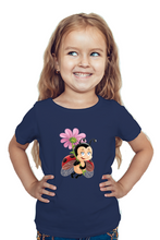 Load image into Gallery viewer, Lady Bug Holding Flower - Kid's Round Neck Half Sleeve T-Shirt