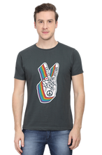 Load image into Gallery viewer, Peace Hand Gesture Sign - Men's Round Neck Half Sleeve T-Shirt