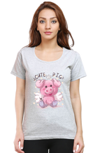 Load image into Gallery viewer, Cute Pig - Women's Round Neck Half Sleeve T-Shirt