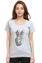 Load image into Gallery viewer, Peace Hand Gesture Sign - Women's Round Neck Half Sleeve T-Shirt