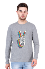 Load image into Gallery viewer, Peace Hand Gesture Sign - Men's Round Neck Full Sleeve T-Shirt