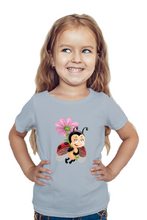 Load image into Gallery viewer, Lady Bug Holding Flower - Kid's Round Neck Half Sleeve T-Shirt