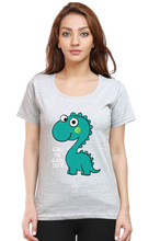 Load image into Gallery viewer, Call Me Cool Dude Dino - Women's Round Neck Half Sleeve T-Shirt