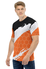 Load image into Gallery viewer, BG on Orange Hive - Men's All Over Printed Half Sleeve T-Shirt