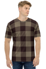 Load image into Gallery viewer, Black and Olive Green Pattern - Men's All Over Printed Half Sleeve T-Shirt