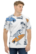 Load image into Gallery viewer, Surfing Shark Pattern - Men's All Over Printed Half Sleeve T-Shirt