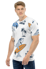 Load image into Gallery viewer, Surfing Shark Pattern - Men's All Over Printed Half Sleeve T-Shirt