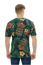 Load image into Gallery viewer, Tribal Tiki Mask Hibiscus Flowers - Men's All Over Printed Half Sleeve T-Shirt