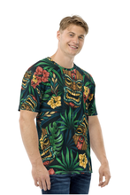 Load image into Gallery viewer, Tribal Tiki Mask Hibiscus Flowers - Men's All Over Printed Half Sleeve T-Shirt