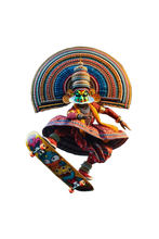 Load image into Gallery viewer, Skateboarding Kathakali - Men&#39;s Round Neck Half Sleeve T-Shirt
