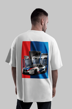 Load image into Gallery viewer, Back print of BMW M4 GT3 unisex oversized streetwear tee with race car graphic
