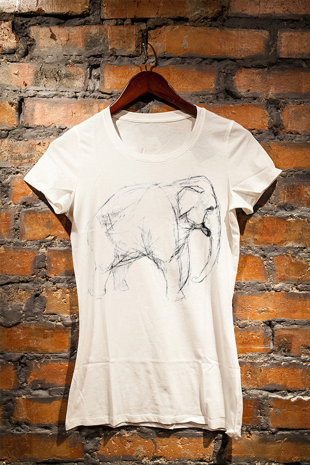 Scribbled Elephant -  Women's Round Neck Half Sleeve T-Shirt