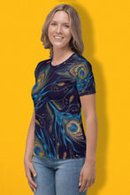 Load image into Gallery viewer, Peacock Feather Pattern - Women&#39;s All Over Printed Half Sleeve T-Shirt
