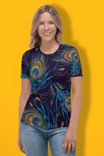 Load image into Gallery viewer, Peacock Feather Pattern - Women&#39;s All Over Printed Half Sleeve T-Shirt
