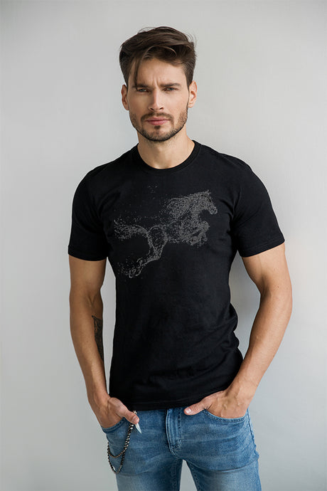 Dotted Horse - Men's Round Neck Half Sleeve T-Shirt