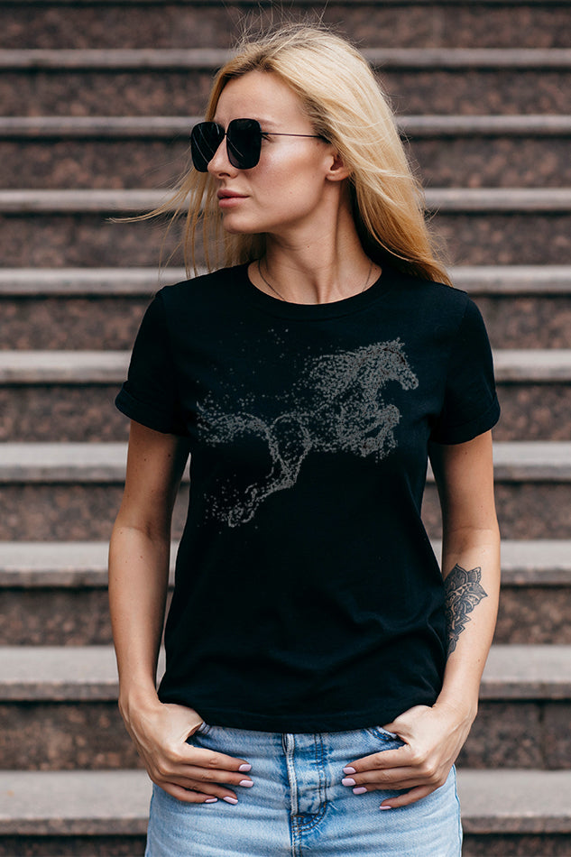 Dotted Horse -  Women's Round Neck Half Sleeve T-Shirt