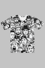Load image into Gallery viewer, back view of man wearing Urban Legends all over printed t-shirt urban street style clothing
