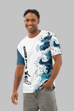 Load image into Gallery viewer, Wave Rider men's t-shirt front view surf print ocean waves design sporty casual outfit
