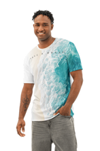 Load image into Gallery viewer, Coastal Escape men's t-shirt front view beach wave print take a break design casual outfit
