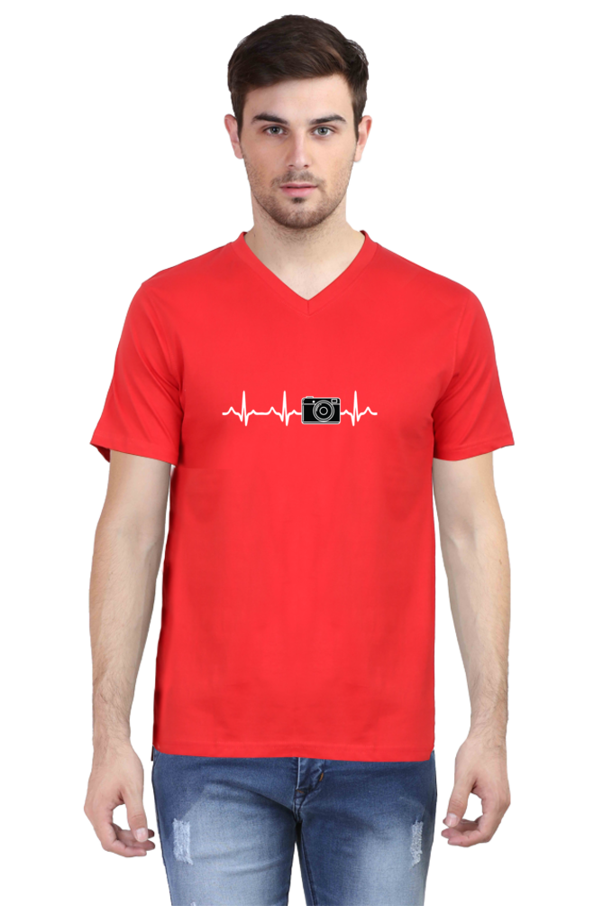 Photography Heart Beat - Men's V-Neck Half Sleeve T-Shirt