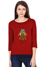 Load image into Gallery viewer, Pineapple Art - Women&#39;s Round Neck Full Sleeve T-Shirt
