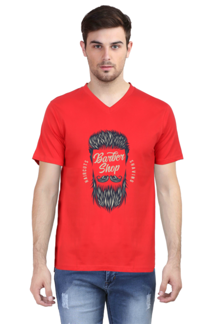 Barber Shop - Men's V-Neck Half Sleeve T-Shirt