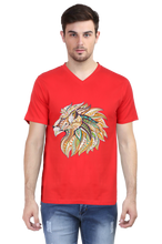 Load image into Gallery viewer, Lion- Men&#39;s V-Neck Half Sleeve T-Shirt
