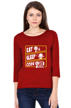 Load image into Gallery viewer, Eat Sleep Code - Women&#39;s Round Neck Full Sleeve T-Shirt
