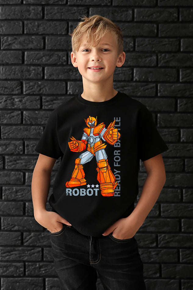 Ready for the Battle - Kid's Round Neck Half Sleeve T-Shirt (Boys)