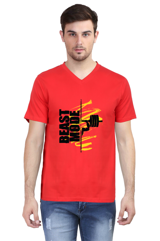 Beast Mode - Men's V-Neck Half Sleeve T-Shirt