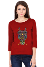 Load image into Gallery viewer, Psychedelic Owl - Women&#39;s Round Neck Full Sleeve T-Shirt
