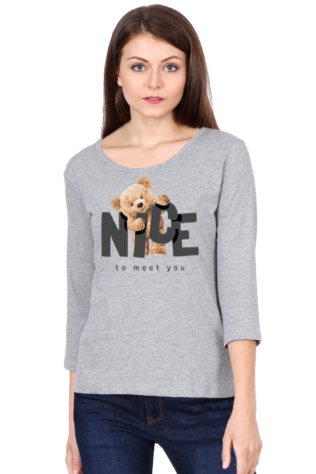 Nice to Meet You - Women's Round Neck Full Sleeve T-Shirt