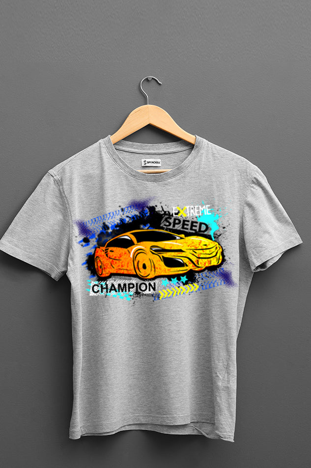 Coloured Speed Champion - Kid's Round Neck Half Sleeve T-Shirt (Boys)