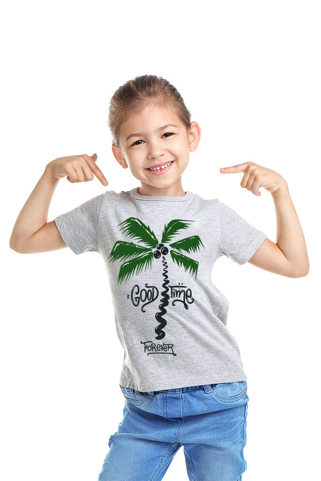 Good Coconut Time - Kid's Round Neck Half Sleeve T-Shirt(Girls)