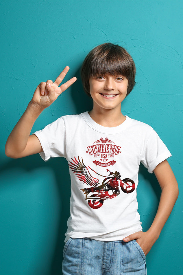 Motorcycle USA 1999 - Kid's Round Neck Half Sleeve T-Shirt(Boys)